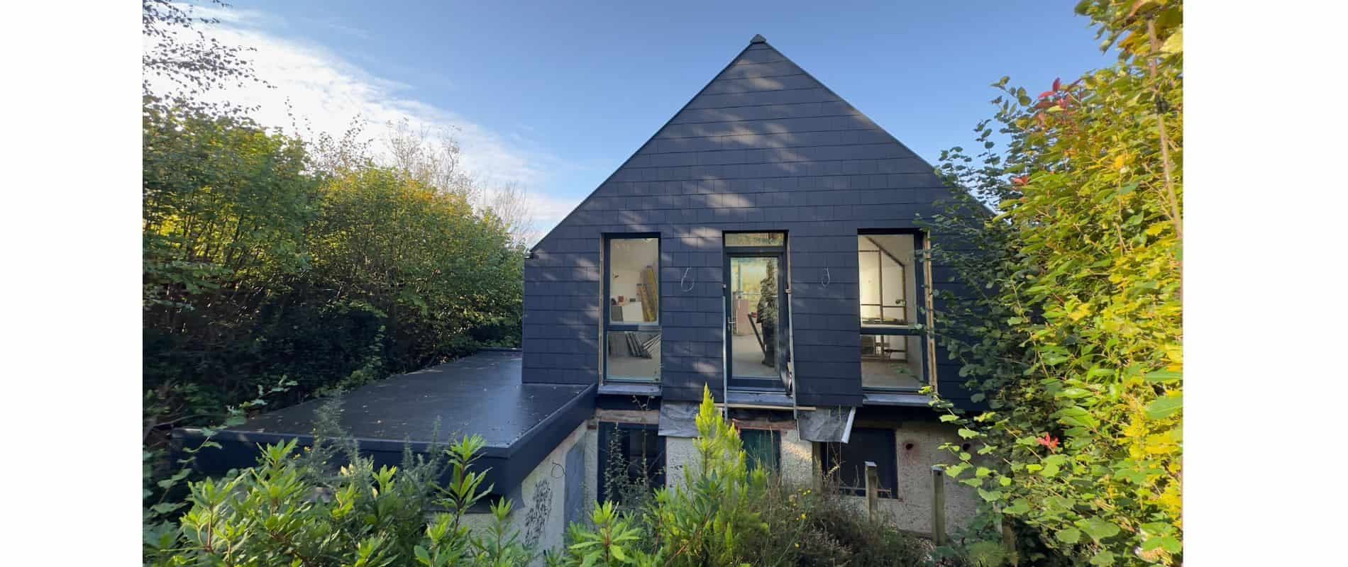 Chalet bungalow extension & remodelling nearing completion by Haslemere architects, view 1