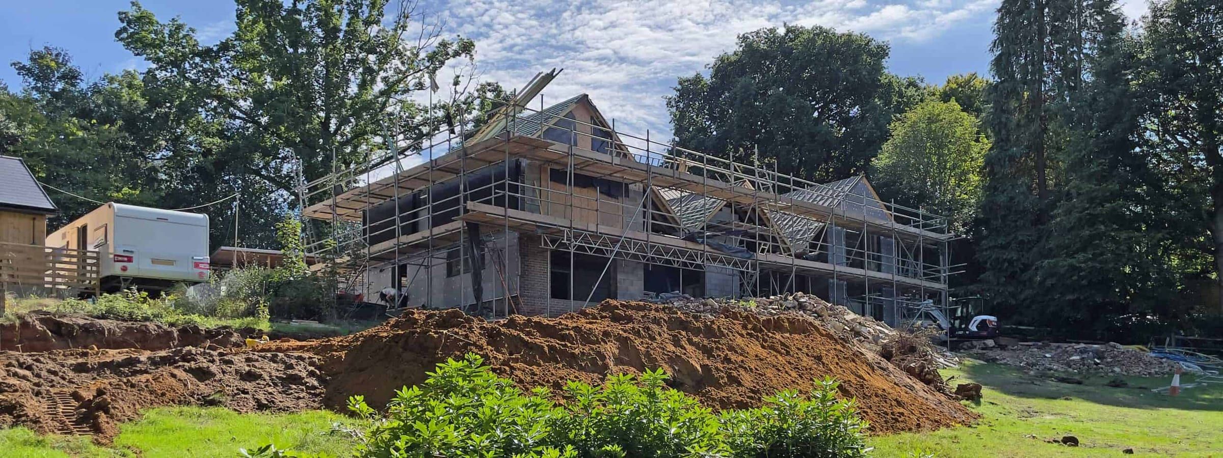 Construction progress country house remodelling, Liss SDNP, view 1