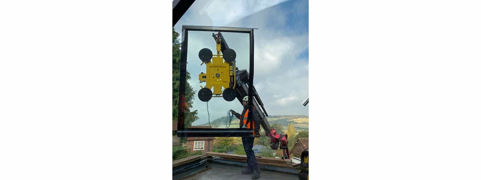 Glazing installation takes place at extension project in Dorking, Surrey, view 2