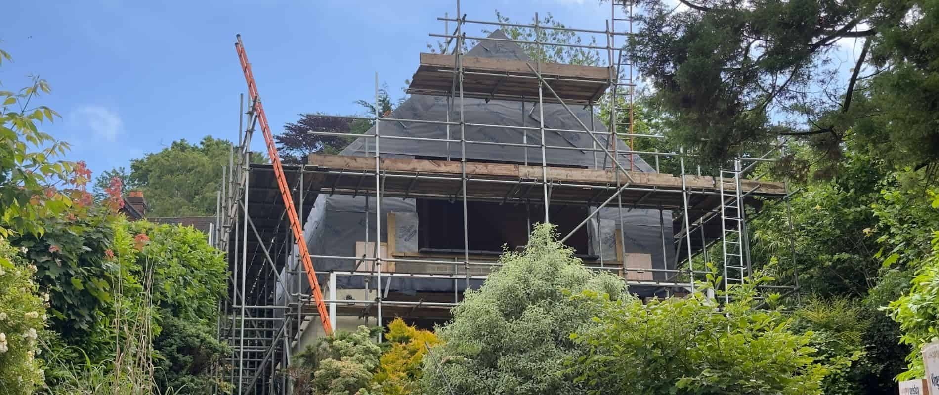 Chalet bungalow extension & remodelling nearing completion by Haslemere architects, view 7