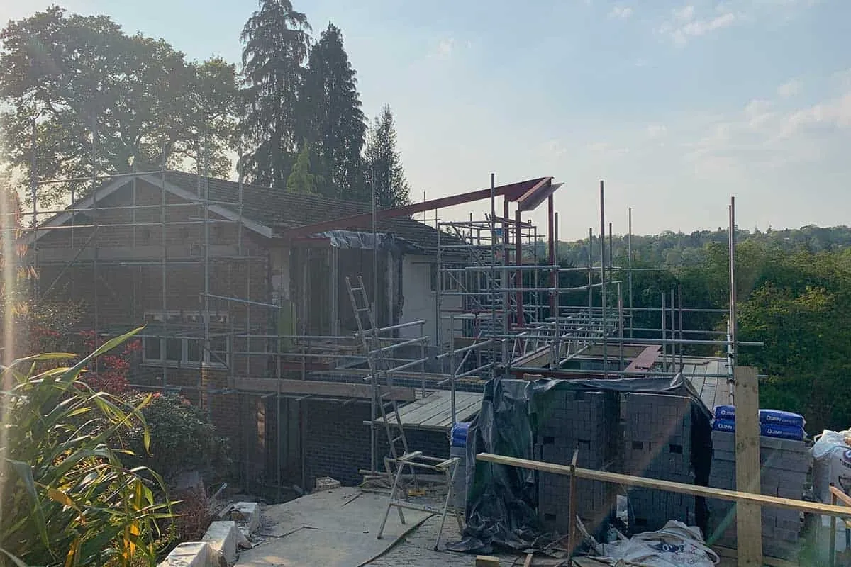 Construction work recommences for contemporary extension in Haslemere, Surrey